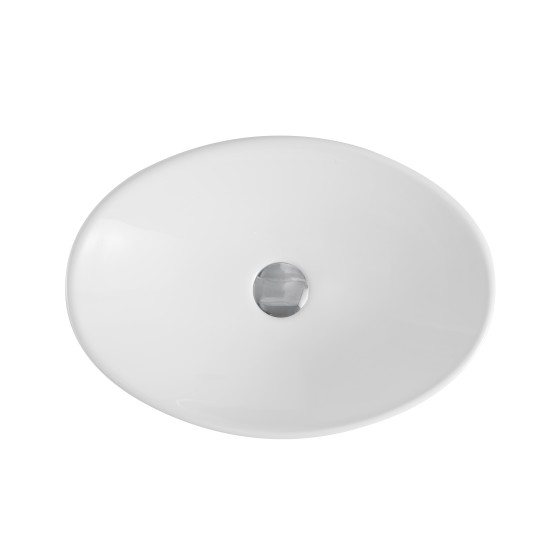 490*350*95mm Bathroom Oval Above Counter Gloss White Ceramic Wash Vessel Basin